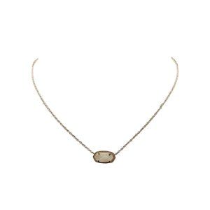 KENDRA SCOTT Elisa Goldtone Chain & White Druzy Pendant Choker Neckace